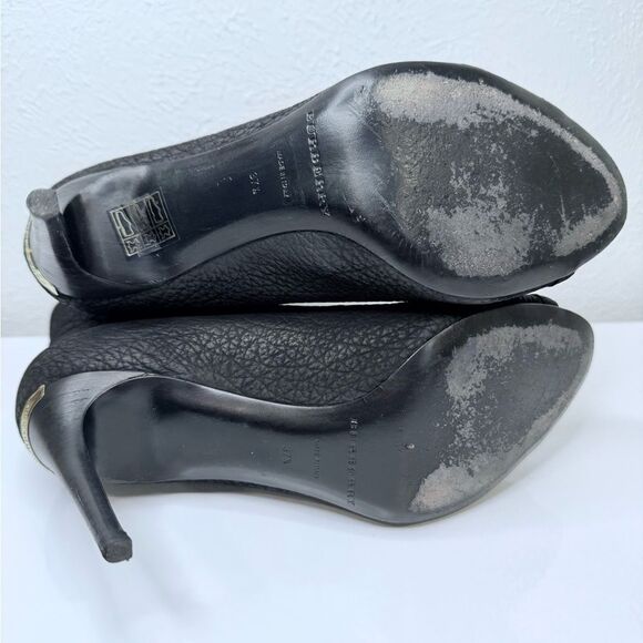 Burberry Women Burberry Leather Animal Print Peep Toe Ankle Boots Size 7 VGUC